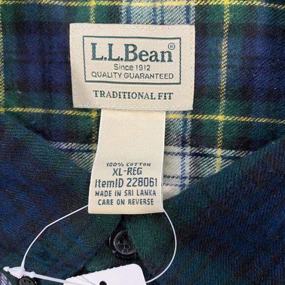 L.L. Bean Scotch Plaid Colorblock Flannel Shirt Adult XL Blue Green Blackwatch - Picture 10 of 16